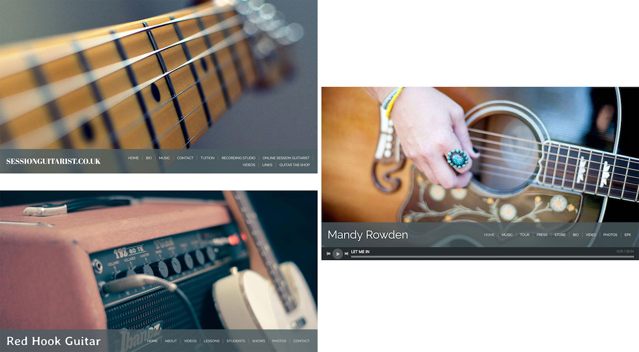 Guitarist Website Design: 1 Template, 3 Ways