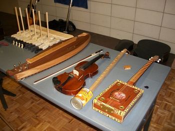 Cigar Box Guitar, Canjo, Fiddle, Dulcimer  and Limberjacks
