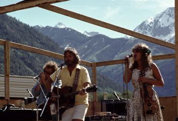 Tanglefoot--Jeff Getz, Steve Stapenhorst and Ellen at the Aspen Camp School for the Deaf Picnic, circa 1975
