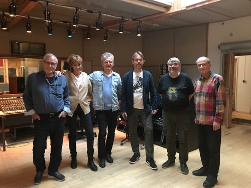 Recording our new CD at Village Recording in Copenhagen, from left Kurt Riedel (drums), Nenad Mandic - composer, Jesper Loevdal saxophone, Lasse Lundstroem bass, Ole Kock Hansen - piano. October 31st 2020
