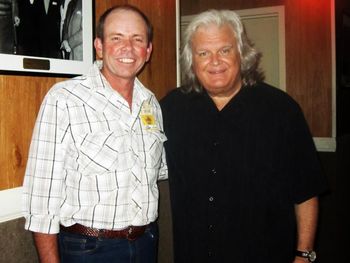 Dean meets one of his musical inspirations, Ricky Skaggs backstage at the Ryman Theater, Nashville Tn 2013
