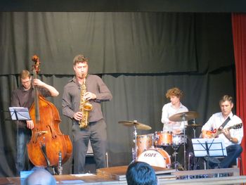 Performing my originals in my hometown Wermatswil, Switzerland. With Richi Pechota (bass), Flo Reichle (drums) and my brother Lukas (guitar), Sept.2014
