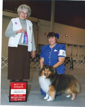 Judy Stachowski helped Teddy earn his second 3 point major in Judge Mildred Millie L. Meyers ring at the Greater Venice Florida DC Inc. on July 10, 2005
