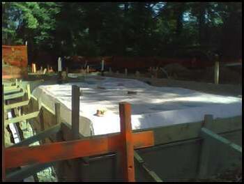 Super insulated slab-on-grade, plumbing roughed in, ready to be poured.
