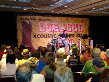 Greg singing to packed out crowd at the WSM/Durango stage during CMA MUSIC FEST
