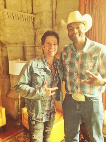 Greg Hanna hangs w Muzic Mafia's Cowboy Troy prior to the CMA Kick Off Parade
