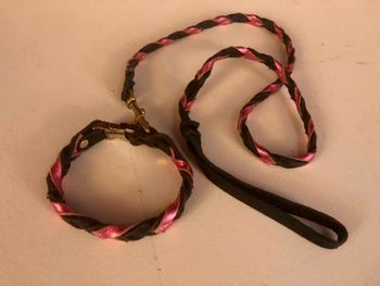 14 Pink Braided Leather Leash and Collar Set $20
