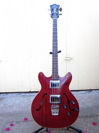 '66 Guild Starfire, strung with Flats.
