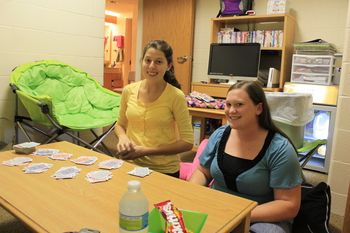 Chillin' out with our friends, Victoria and Ashley, in their dorm room!
