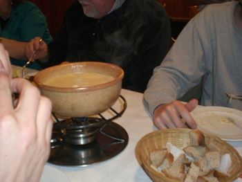 Our first Swiss meal - fondue.
