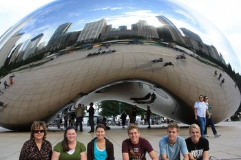 The gang in front of the bean.
