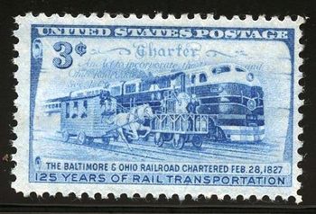 1003 1952 Celebrating 125 years of rail transportation with the founding of the Baltimore & Ohio RR on Feb 28, 1827

