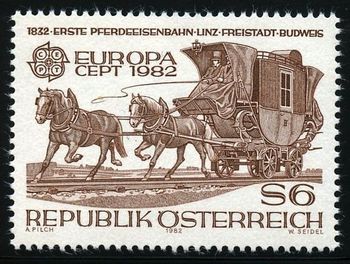 1937 1982. 150 years first horse-drawn railway Linz-Freistadt-Budweis
