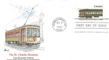 1983 FDC 150 years of streetcars Kennebunkport Me  St. Charles St.
