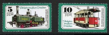 E1969 locomotive "Muldenthal" (1861) E1970 Dresden tram (1896) 1977. Dresden Transport Museum
