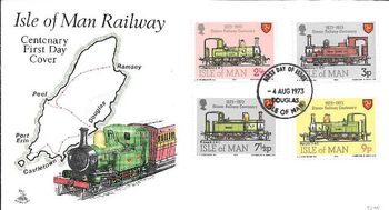 FDC 35-38 1973. Commemorating 100 years of Isle of Man railways
