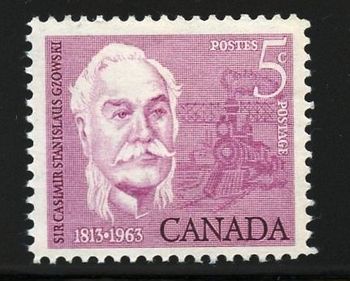 535 1963 Honouring the 150th anniversary of the birth of Sir Casimir Gzowski, prominent pioneer railway civil engineer. 1813-1963
