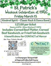 St. Patrick's Day benefit featuring Kindred Spirit at Hopewell Valley Golf & Country Club!