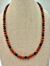 18" faceted red jasper and black onyx necklace