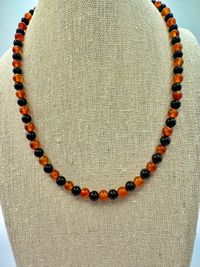 Orange agate and black onyx necklace