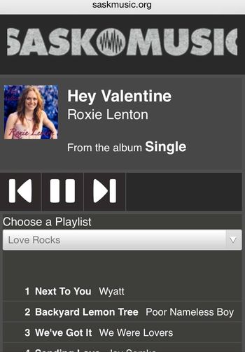 From when my song Hey Valentine was featured on SaskMusic's Love Rocks Playlist in February
