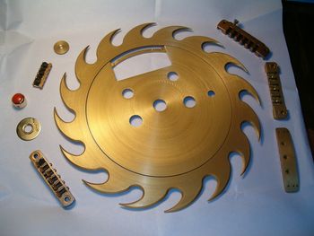 anodized aluminum and gold parts
