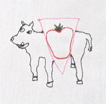 Gay cow made of strawberry
