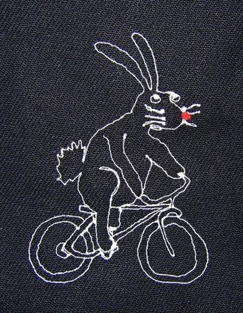 Rabbit riding bicycle
