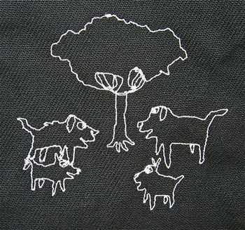 Dogs at a tree

