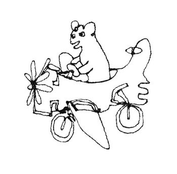 Bear flying bicycle airplane
