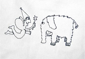 Fairy casting a spell on a woolly mammoth
