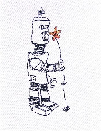 Robot smelling a flower
