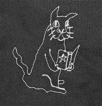 Cat reading book of stars
