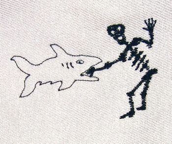 Shark eating skeleton
