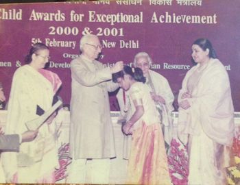 Recieving National Award from then Vice President of India Shri Krishan Kant,2002 february,seen in picture(left)-Sumitra Mahajan,Lok Sabha Speaker
