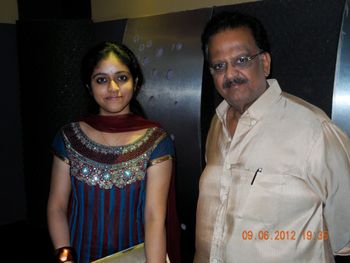 With SPB sir during recording of contemporary album produced EMI label music by s.j.jananiy.year 2012
