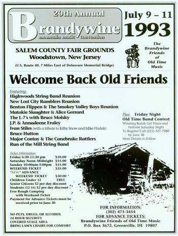 Run of the Mill String Band on the Program at the 1993 Brandywine Mountain Music Convention
