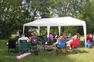June 22nd 2014: We met under a tent in the Becknell's yard