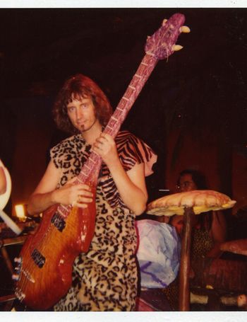With my Gibstone Bass on the set of the Flintstones movie
