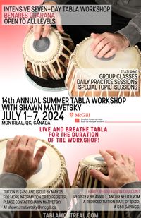 14th Annual Summer Tabla Workshop With Shawn Mativetsky