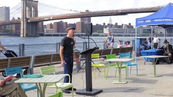 Stephan Sings Whitman at the Brooklyn Bridge
