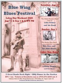 Blue Wing Blues Festival opening up for Blues Master, John Primer
