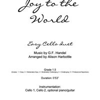 Joy to the World - easy cello duet