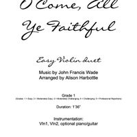 O Come All Ye Faithful - easy violin duet