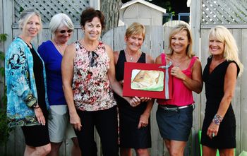 Admin Team with Royal LePage Sponsors Barb Ginson & Kathy Willoughby.  Artwork by Kim Yuhasz.  Photo by Chris d'Esterre
