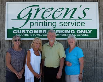 Thanks again to Green's Printing...L to R., Marcia Pensa, Kim Yuhasz, Bill Green, Sharron Russell
