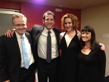 Post-gig shot L-R: Dave Goodman, Peter Smith, Molly Ringwald & Helen Russell @ Gold Coast Performing Arts Centre
