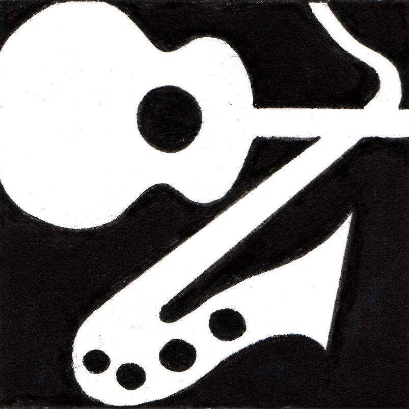 bossa basseline logo sax and guitar