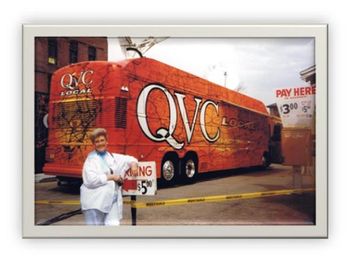 The inimitable Lynn with QVC sound truck - Arranger Extraordinaire!
