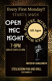 Jeanlizabeth hosts OPEN MIC @ The Steilacoom Pub and Grill